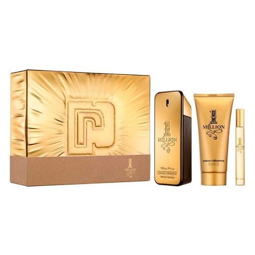 Estuche para Caballero, Paco Rabanne, One Million, Edt 100 Ml + Gel de Ducha 100 Ml + Spray de Viaje 10 Ml