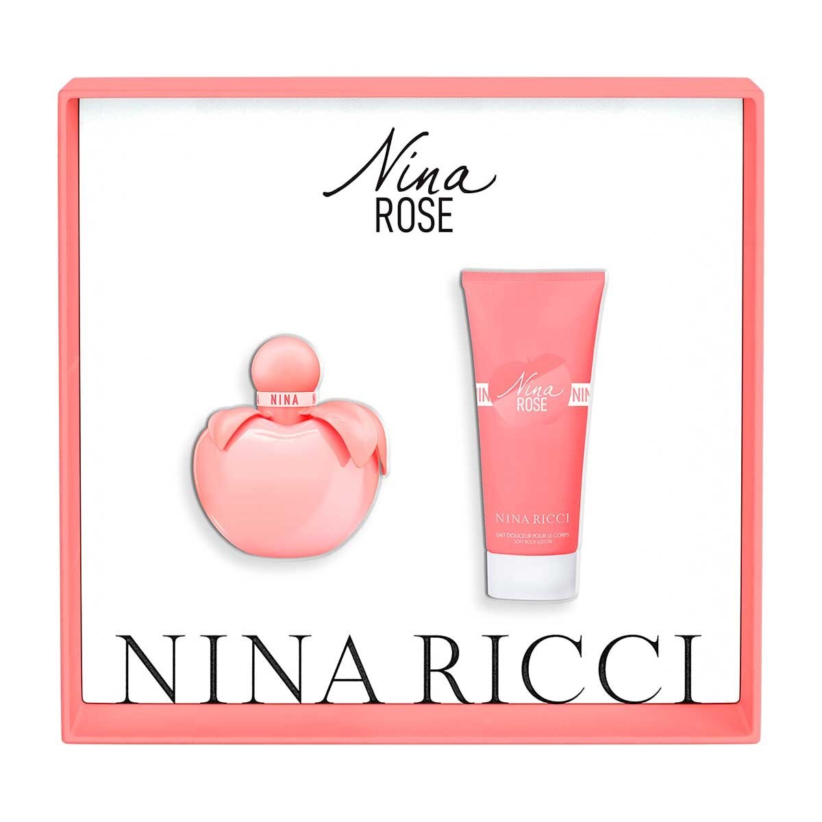 Estuche para dama, nina ricci, nina rose, edt 80 ml   body lotion 100 ...