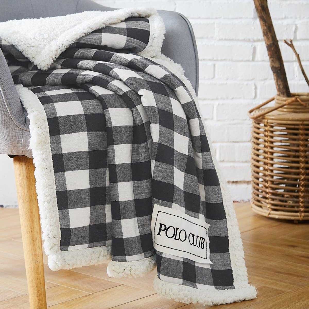 Frazada Grey Ivory Check Royal Polo Club