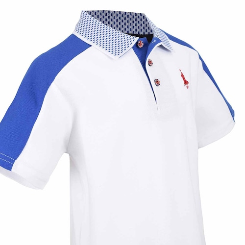 Camisa Polo Blanco Combinado para Niño Royal Polo Club Modelo 229601-1
