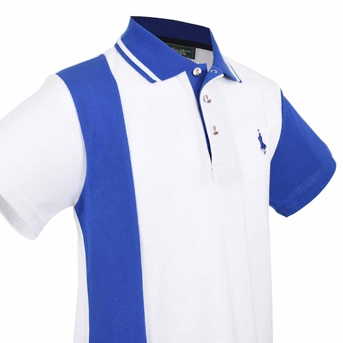 Camisa Polo Blanco Combinado para Niño Royal Polo Club Modelo 229591-1