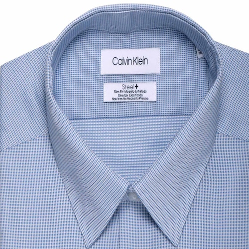 Camisa Calvin Klein Steel Stretch Azul Medio para Caballero Modelo 17K4810-400
