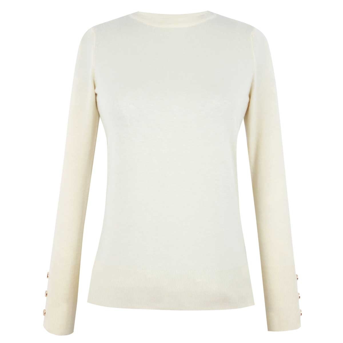 Suéter Beige con Cuello Redondo Diseño Liso Just By Basel