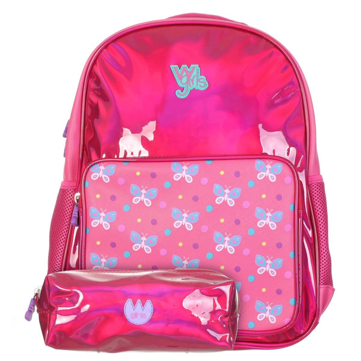 Mochila Rosa Mexicano Diseño Mariposas W Girls
