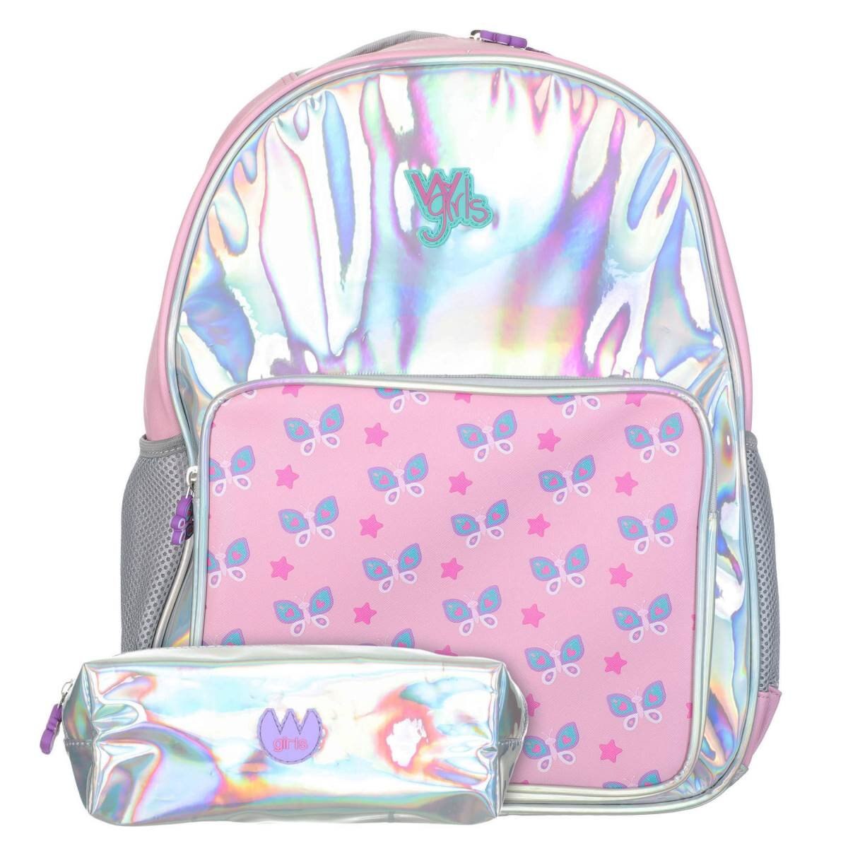 Mochila Plata con Mariposas W Girls