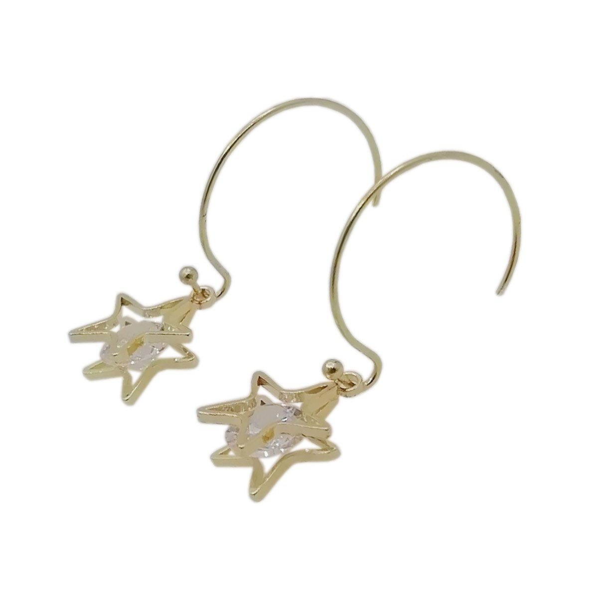 Aretes Tipo Arracada Chica con Estrella. Oro Angelus