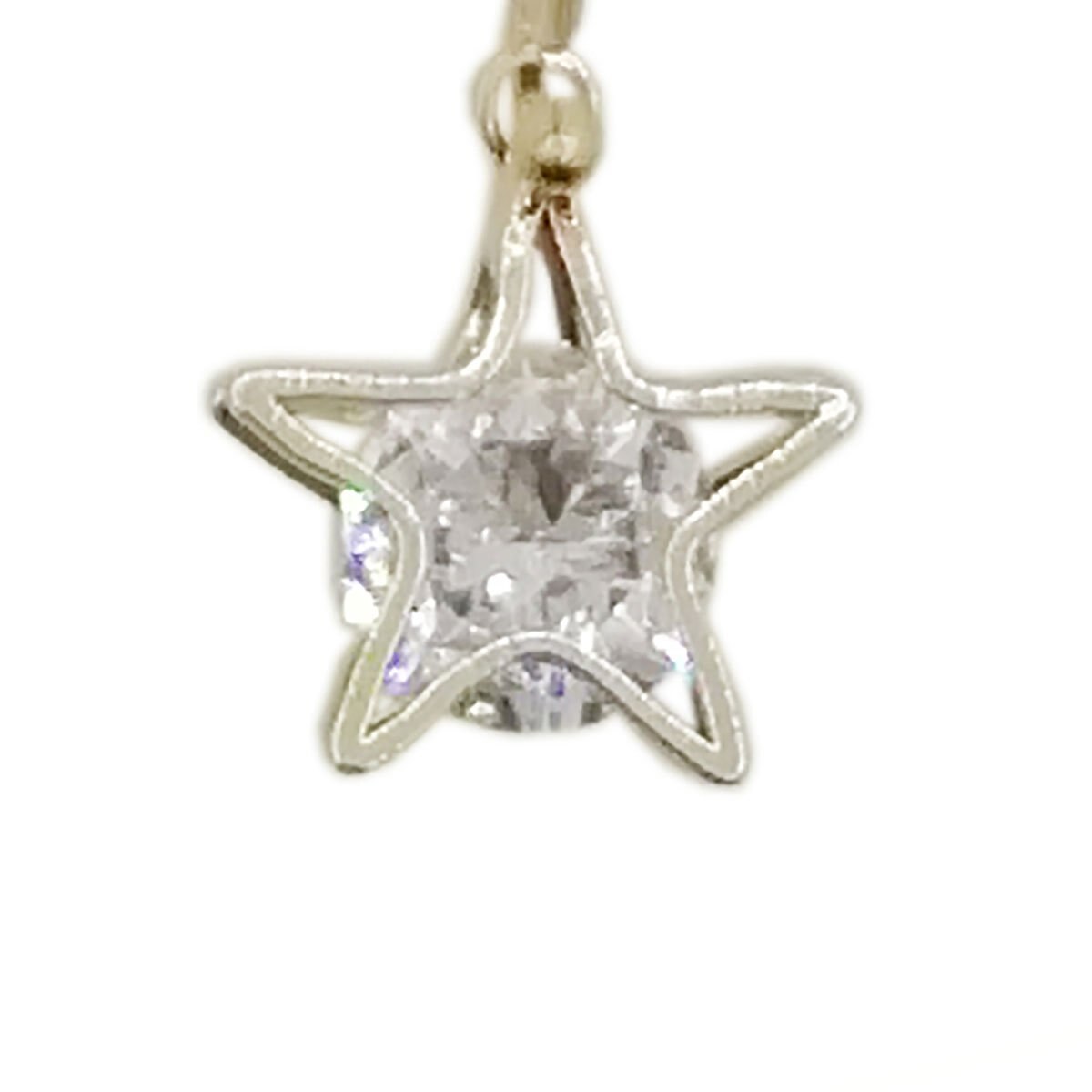 Aretes Tipo Arracada Chica con Estrella. Oro Angelus