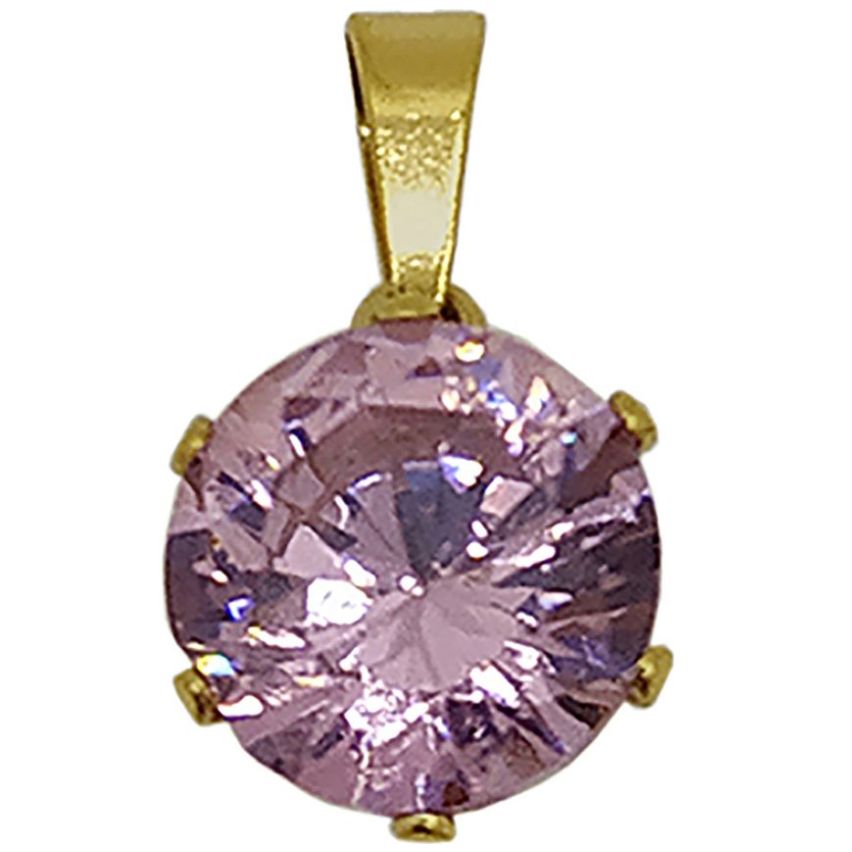Juego para Dama con Zirconia Rosa. Oro Angelus