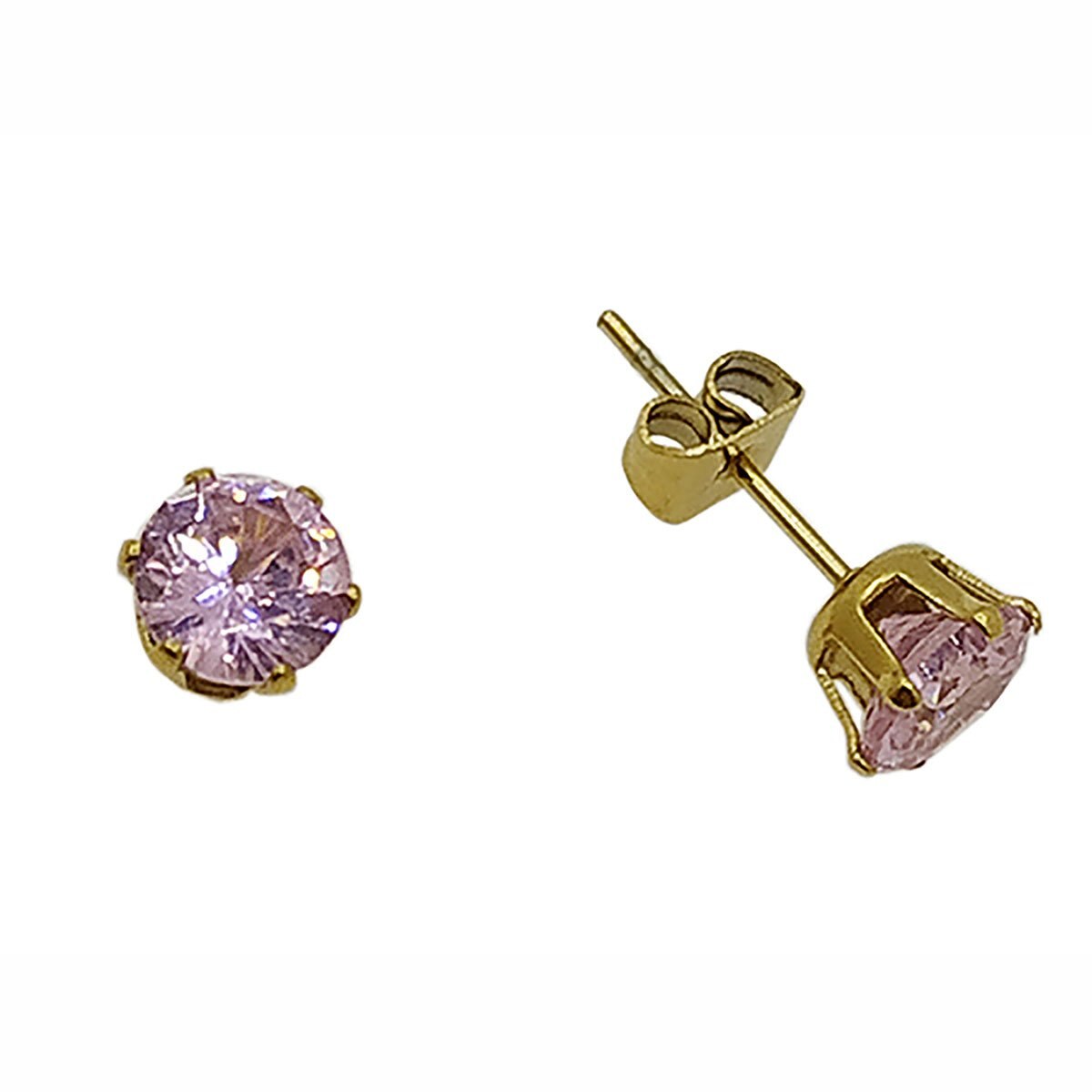 Juego para Dama con Zirconia Rosa. Oro Angelus
