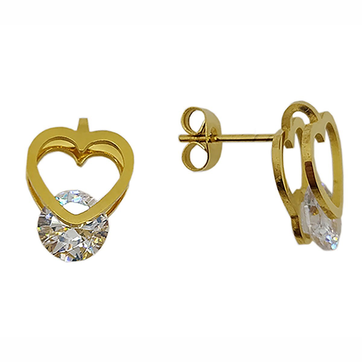 Juego para Dama con Corazón Y Zirconia. Oro Angelus
