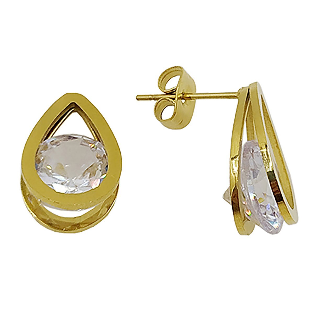 Juego para Dama Gota con Zirconia. Oro Angelus