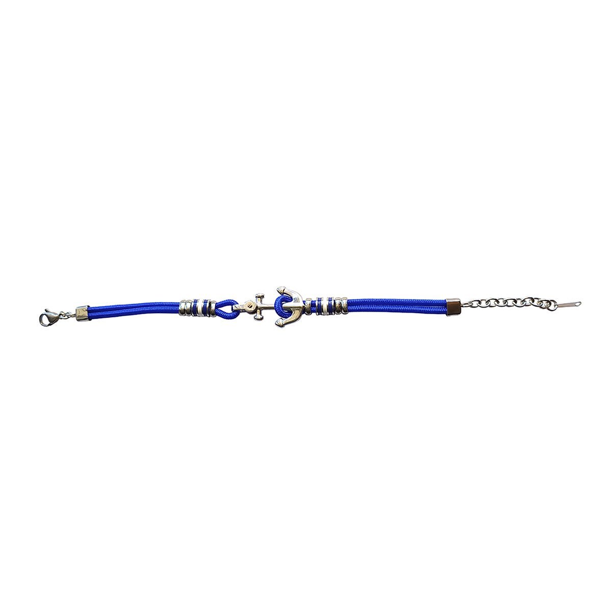 Pulsera de Cordón Azul con Ancla Oro Angelus