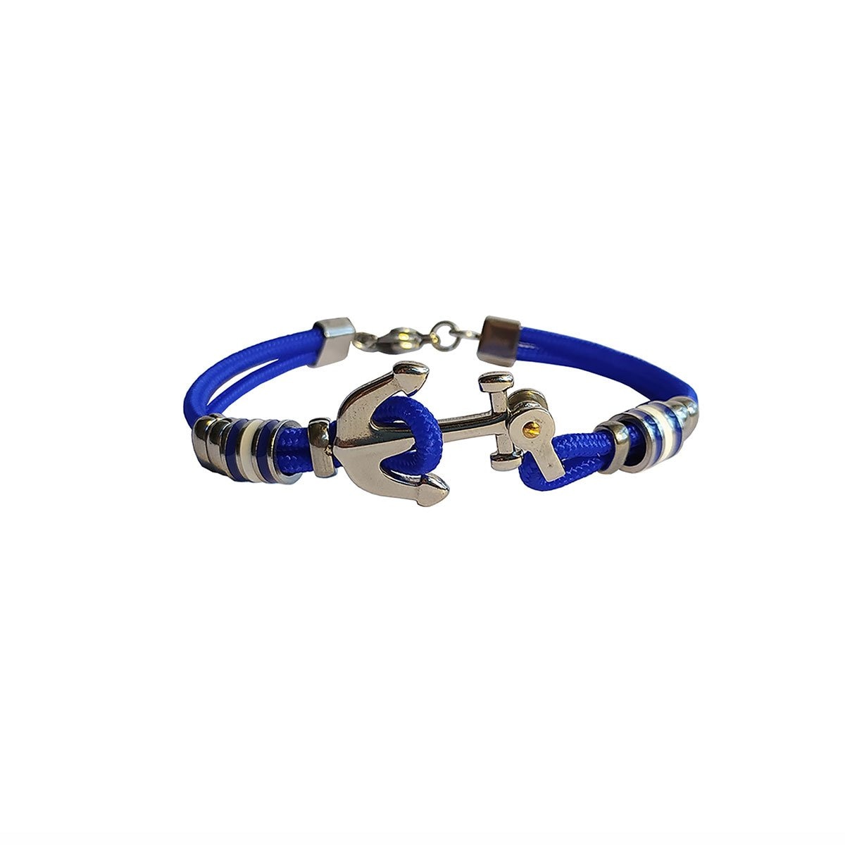 Pulsera de Cordón Azul con Ancla Oro Angelus