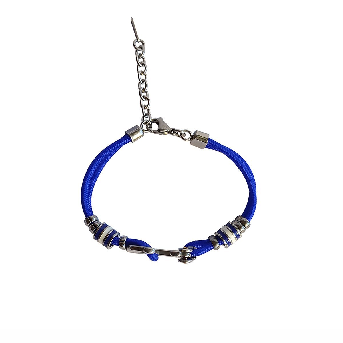 Pulsera de Cordón Azul con Ancla Oro Angelus