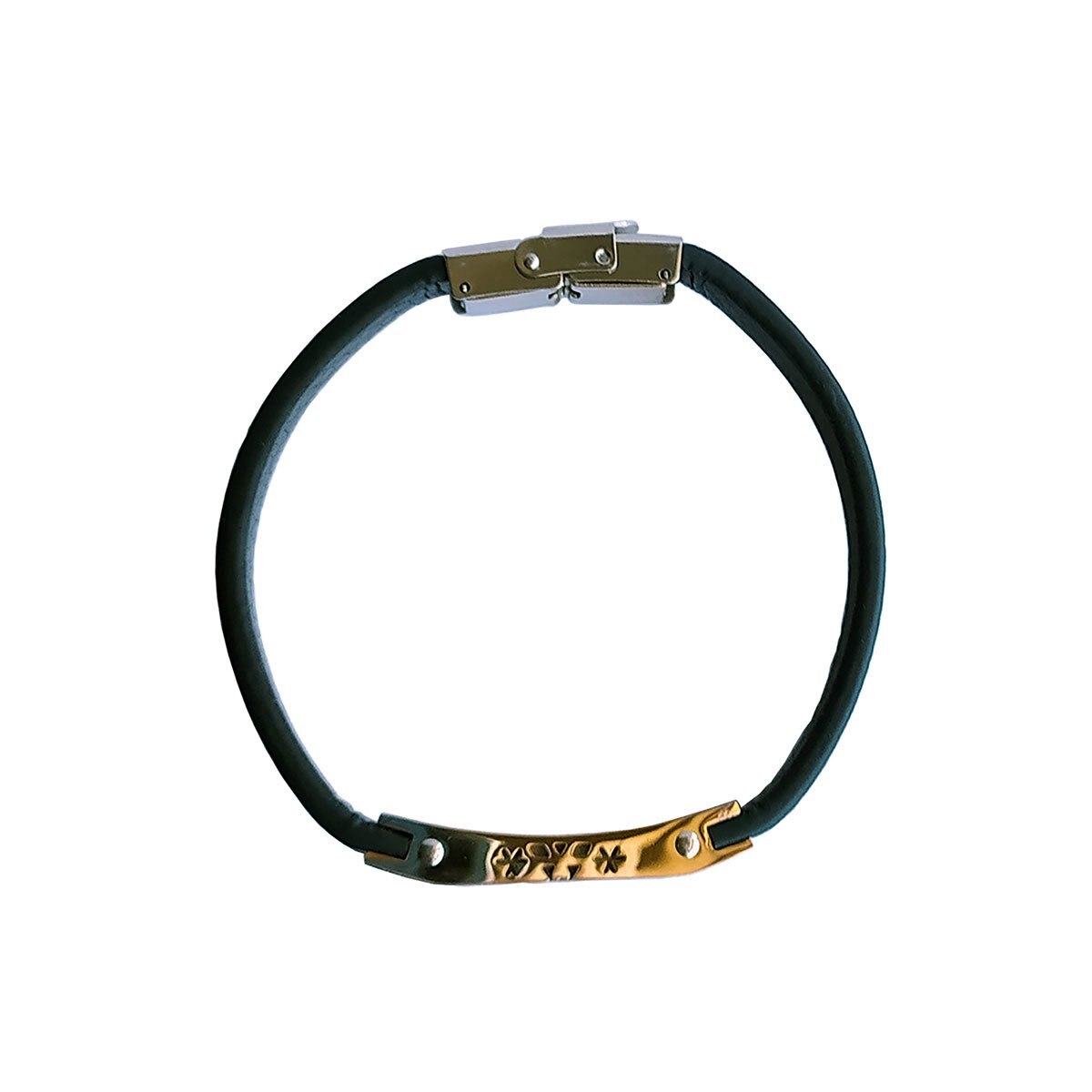Pulsera de Caucho Placa Timón Oro Angelus