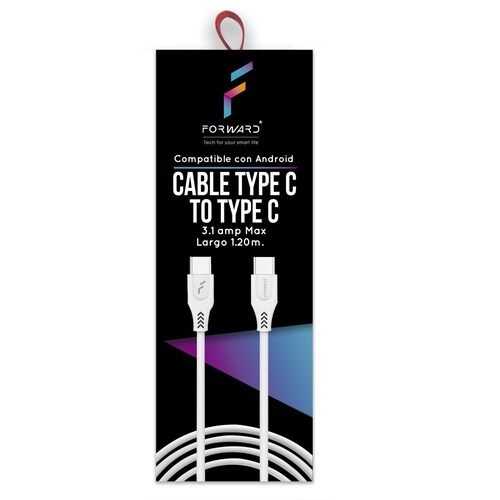 Cable Tipo C a  Tipo C 3.1Amp 1.2M Blanco Forward