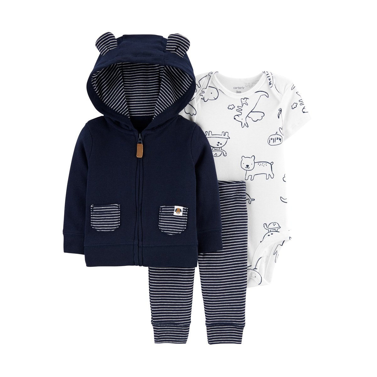 Set sudadera, body y pantalón azul marino para bebé carters modelo 1i733010  - Sears