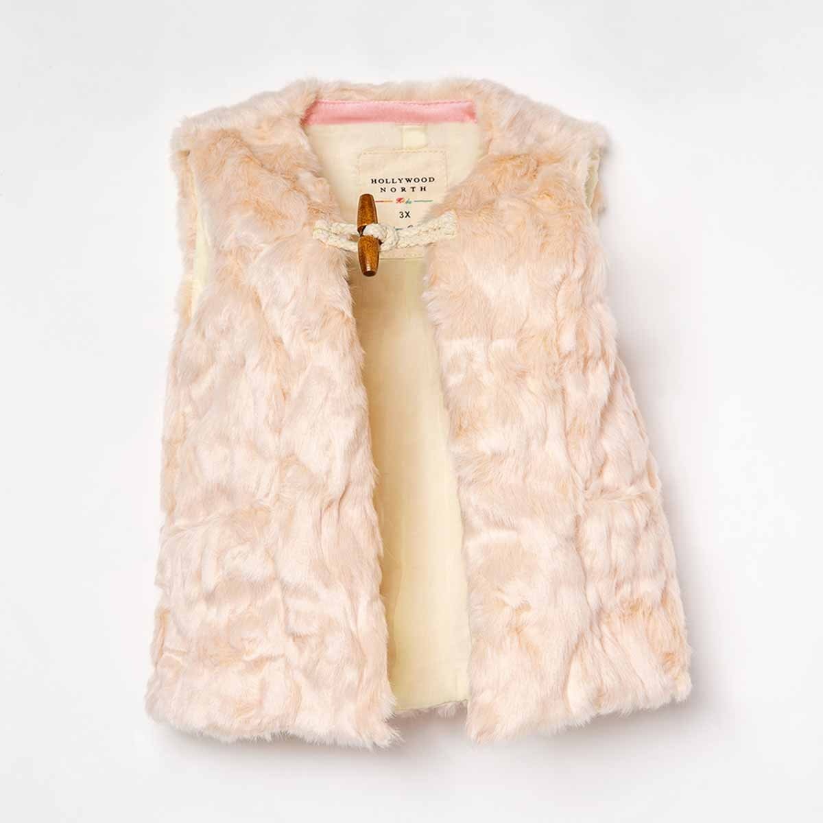 Chaleco Beige de Peluche para Niña Hollywood North Modelo Hap202008