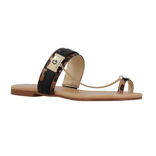 Sandalia con Silueta Tipo Flat con Cadena Color Negro G By Guess