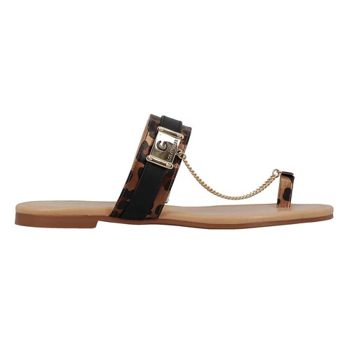 Sandalia con Silueta Tipo Flat con Cadena Color Negro G By Guess