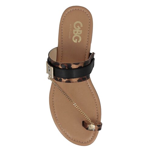 Sandalia con Silueta Tipo Flat con Cadena Color Negro G By Guess