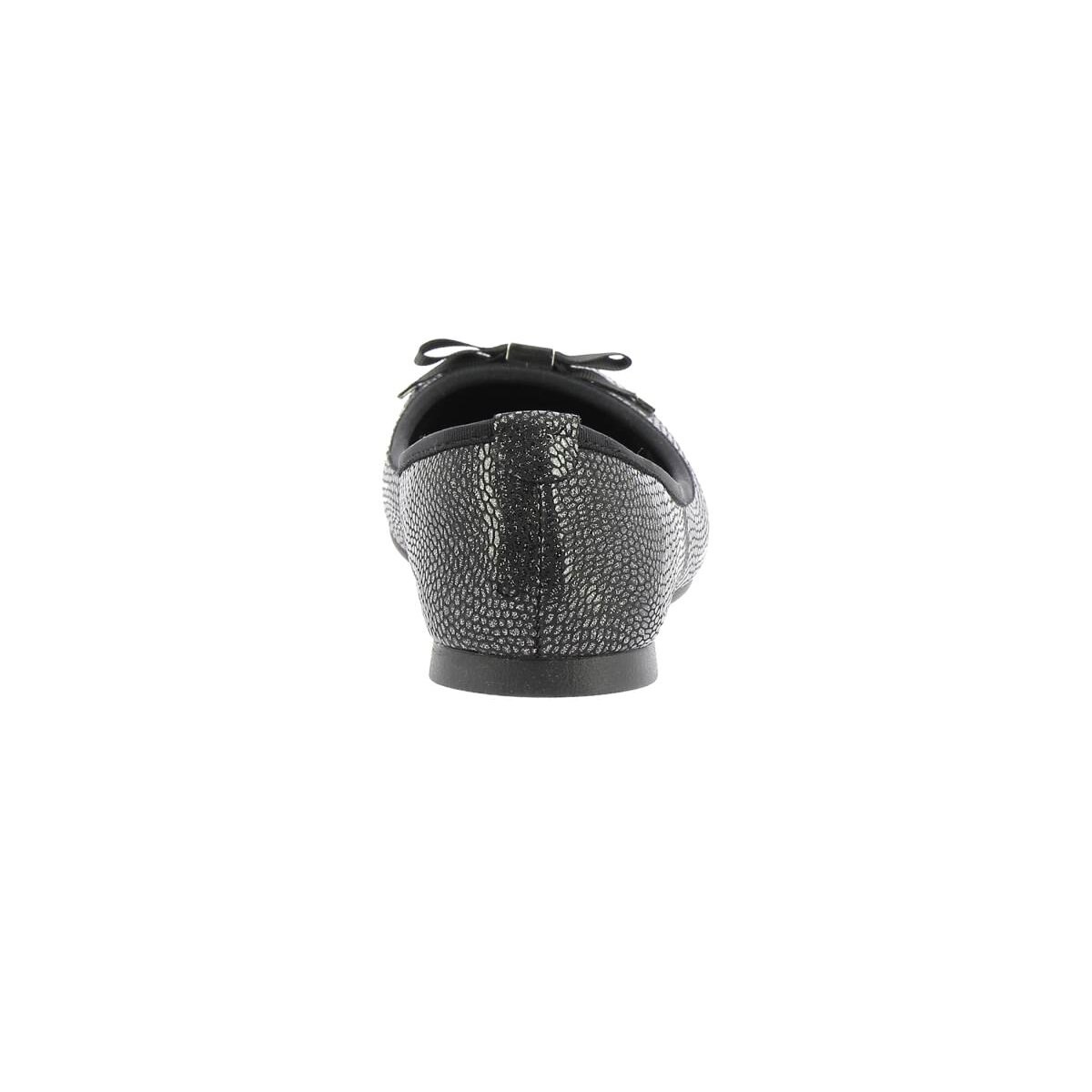 Balerina Negra Elaborada con Piel Y Punta Redonda Westies