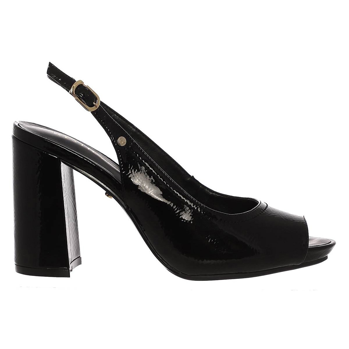 Zapatilla con Tacón de Bloque con Punta Abierta Color Negro Westies