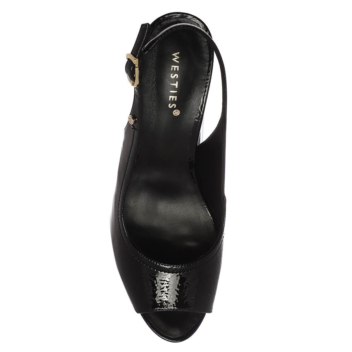 Zapatilla con Tacón de Bloque con Punta Abierta Color Negro Westies