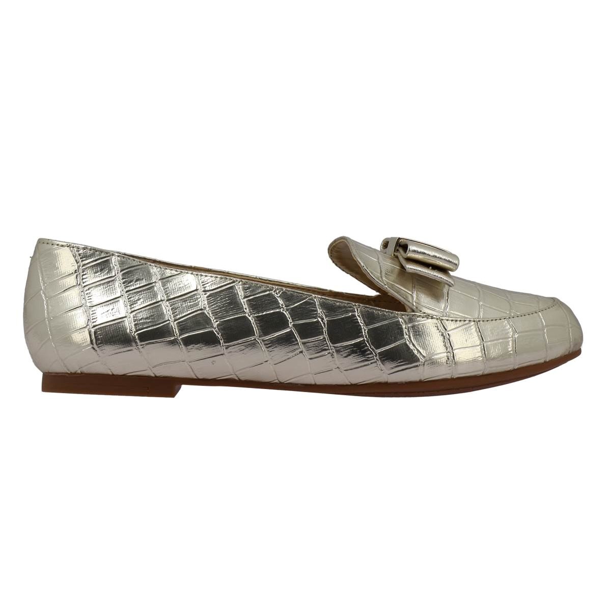 Zapato Tipo Loafer en Piel Sintética Y Punta Redonda Color Plateado Westies