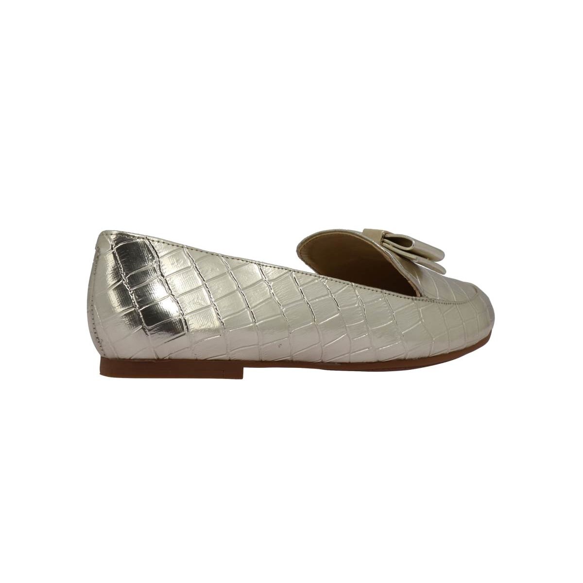 Zapato Tipo Loafer en Piel Sintética Y Punta Redonda Color Plateado Westies
