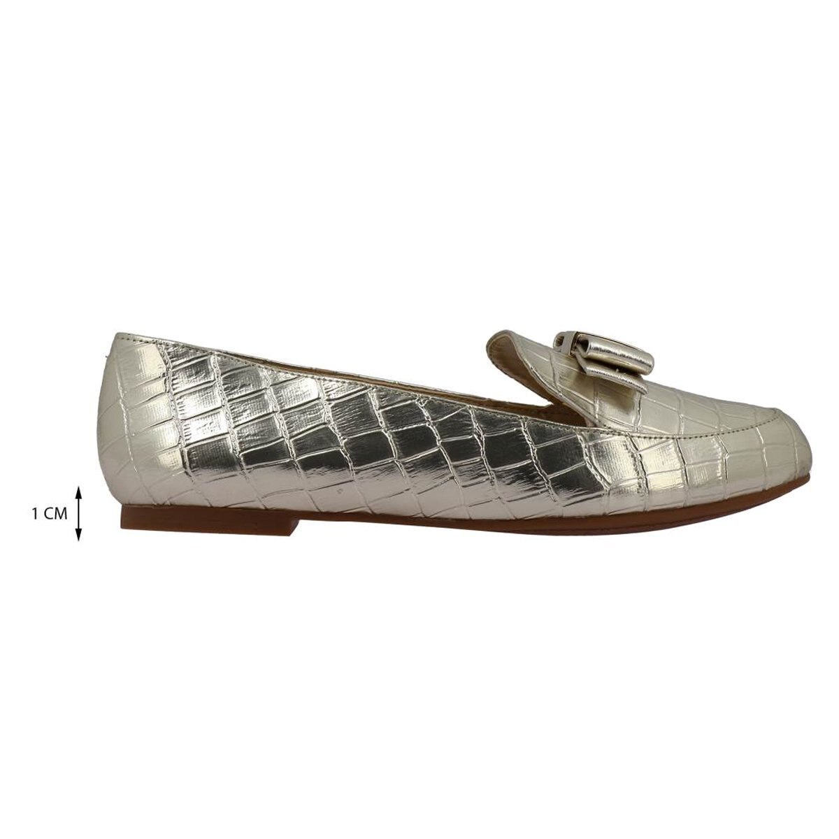 Zapato Tipo Loafer en Piel Sintética Y Punta Redonda Color Plateado Westies