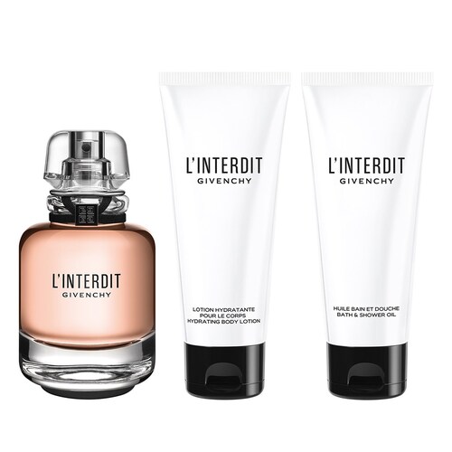 Estuche para Dama Givenchy L´interdit Eau de Parfum 80 Ml+ Crema Corporal 75 Ml + Body Oil 75 Ml.