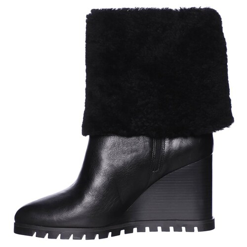 Bota Color Negro de Piel  Cierre Y Tacón Corrido Nine West