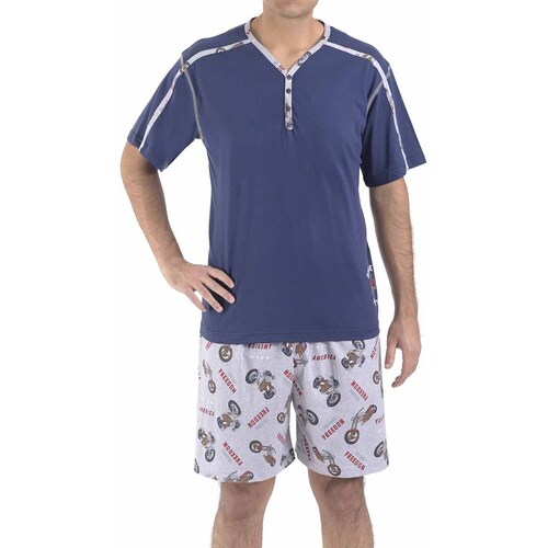 Pijama Playera Y Short Azul para Caballero Star West  Modelo 2861Sm