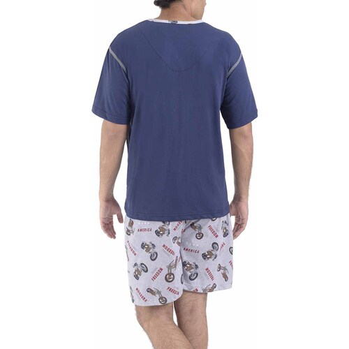Pijama Playera Y Short Azul para Caballero Star West  Modelo 2861Sm