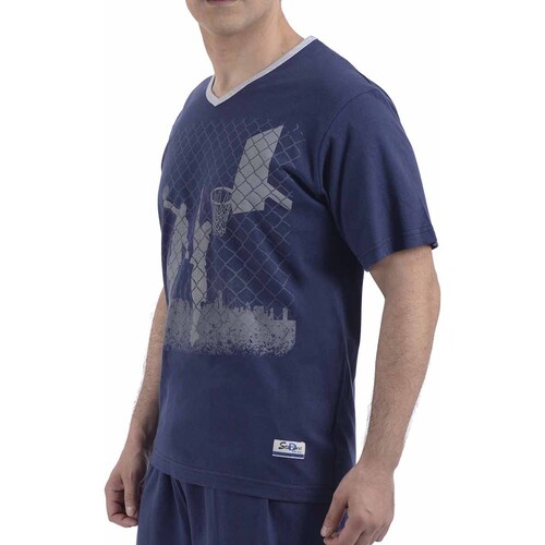 Pijama Player Y Short Azul para Caballero Star West Modelo 2868Sm