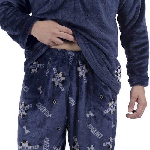 Pijama Playera Manga Larga Y Pantalón Azul Marino para Caballero Star West Modelo 2550