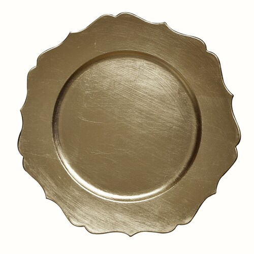 Plato Base de Pl&aacute;stico 33 Cm Liso Dorado