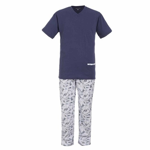 Pijama Playera Y Pantalón Azul Combinado para Hombre Modelo a Villa Modelo Elo Mvc20104