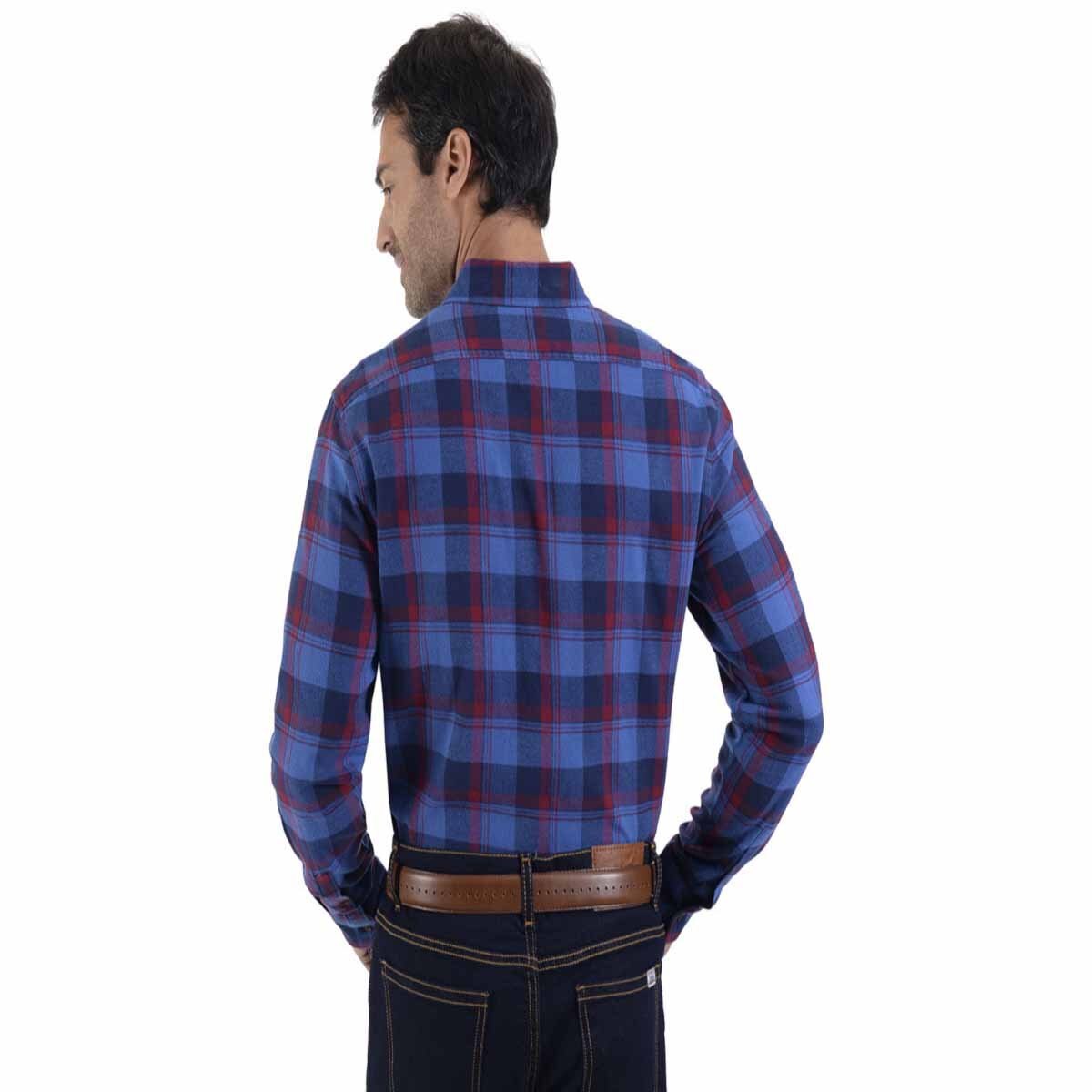 Camisa Slim Fit Azul Combinado a Cuadros para Caballero Supply Modelo 14 1762 A903