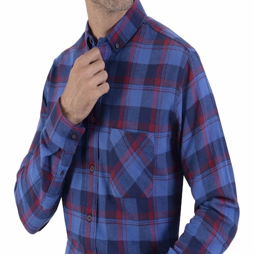 Camisa Slim Fit Azul Combinado a Cuadros para Caballero Supply Modelo 14 1762 A903