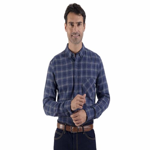 Camisa Slim Fit Azul Combinado a Cuadros para Caballero Supply Modelo 14 1762 5903