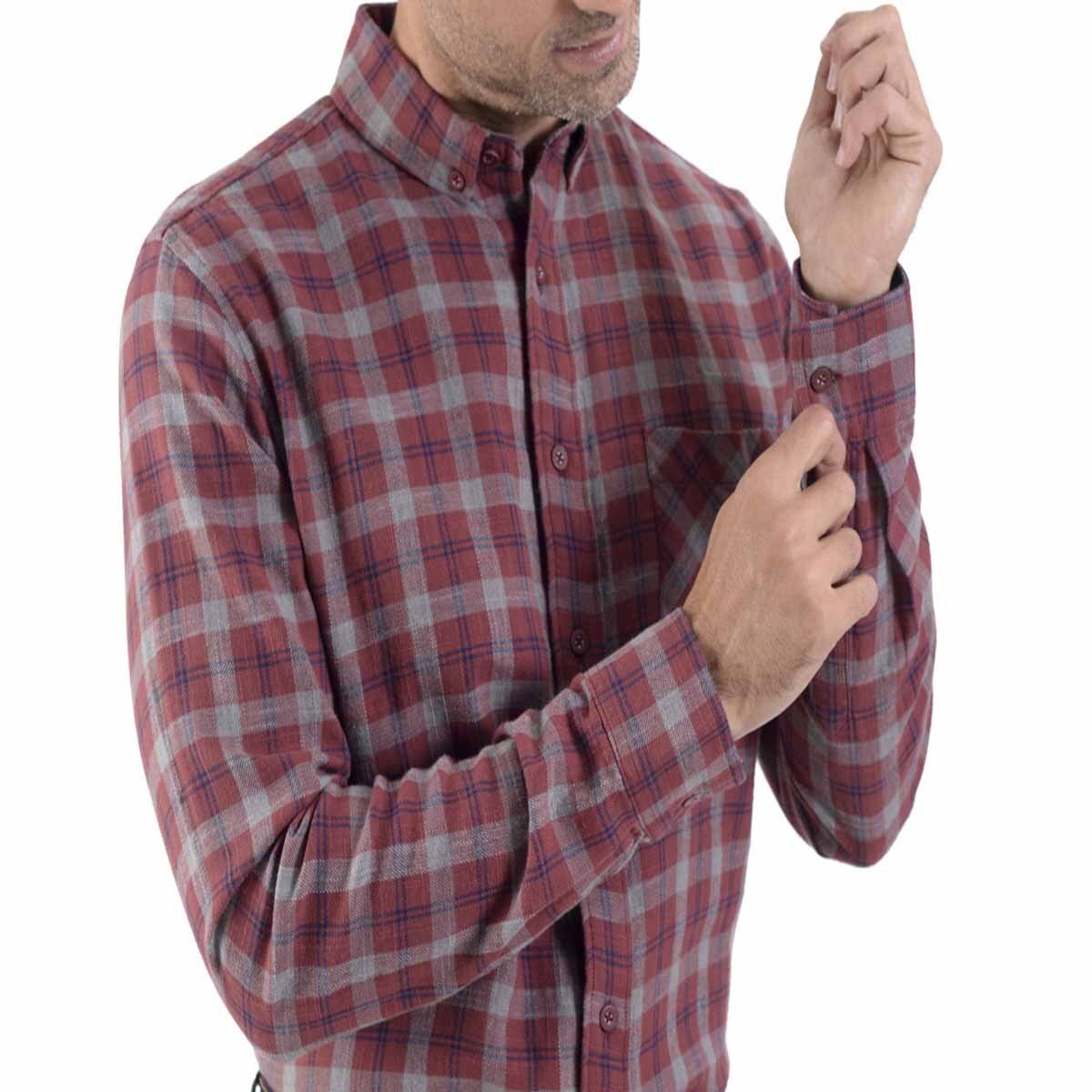 Camisa Slim Fit Rojo Combinado a Cuadros para Caballero Supply Modelo 14 1762 5846
