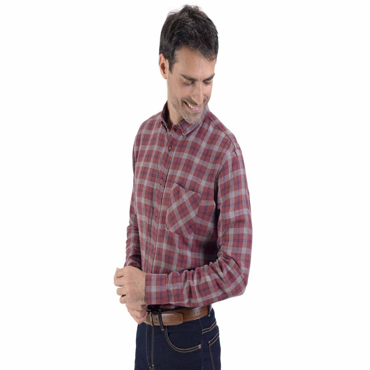 Camisa Slim Fit Rojo Combinado a Cuadros para Caballero Supply Modelo 14 1762 5846