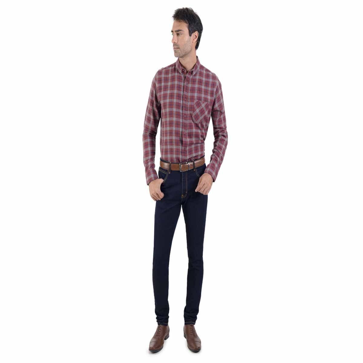 Camisa Slim Fit Rojo Combinado a Cuadros para Caballero Supply Modelo 14 1762 5846