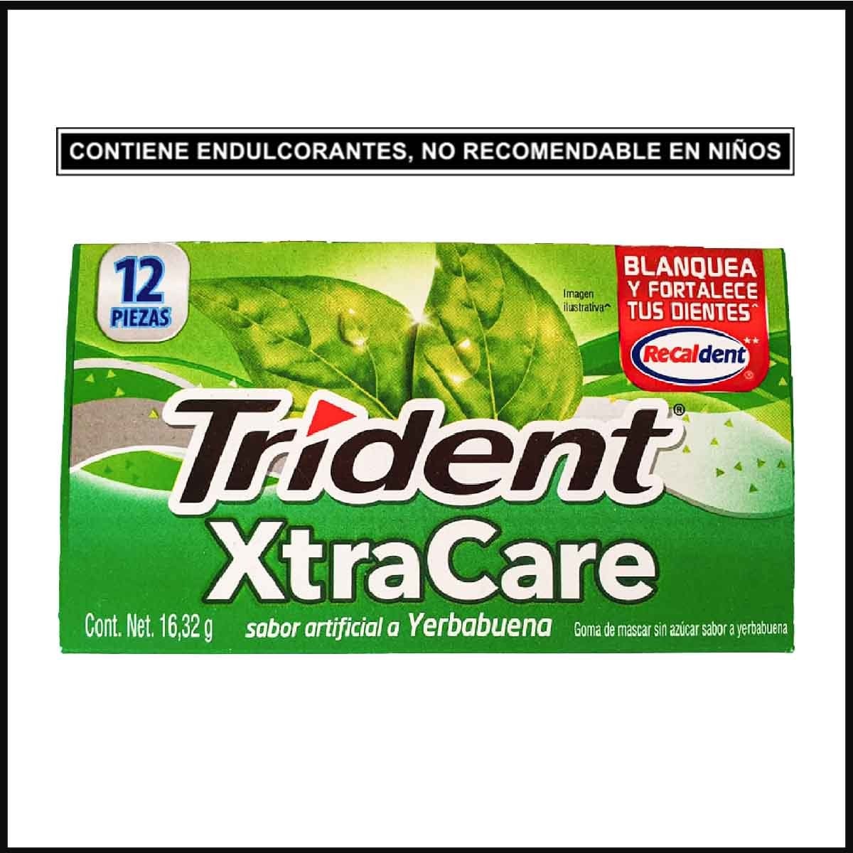 Goma de Mascar Trident Xtracare Yerbabuena Adams