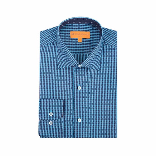 Camisa de Vestir Slim Fit Azul Combinado para Hombre Carlo Corinto Modelo Elo Secf0420 Sas