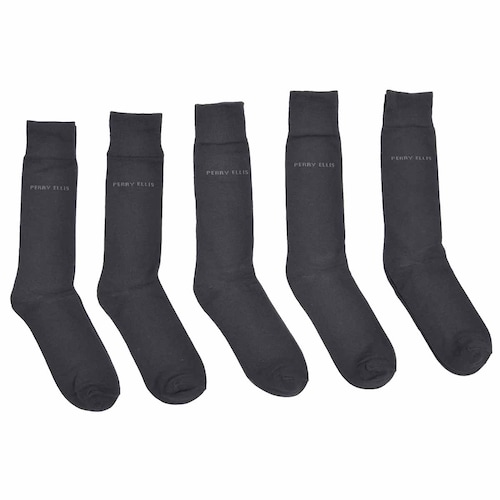 Paquete con 5 Calcetines Negros para Hombre Perry Ellis Modelo Elo 2273 a
