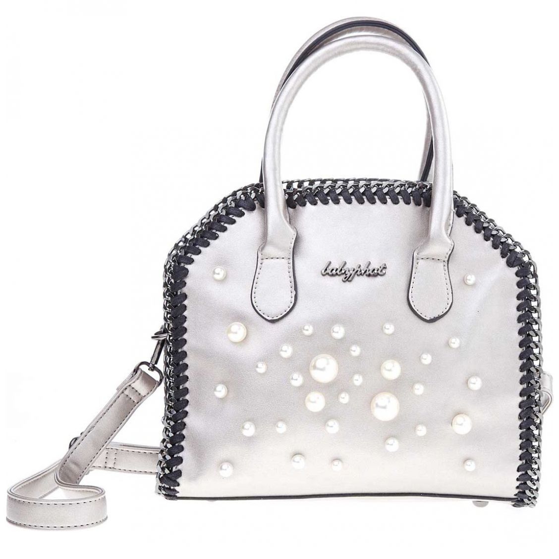 Bolso Satchel Pewter con Perlas Baby Phat