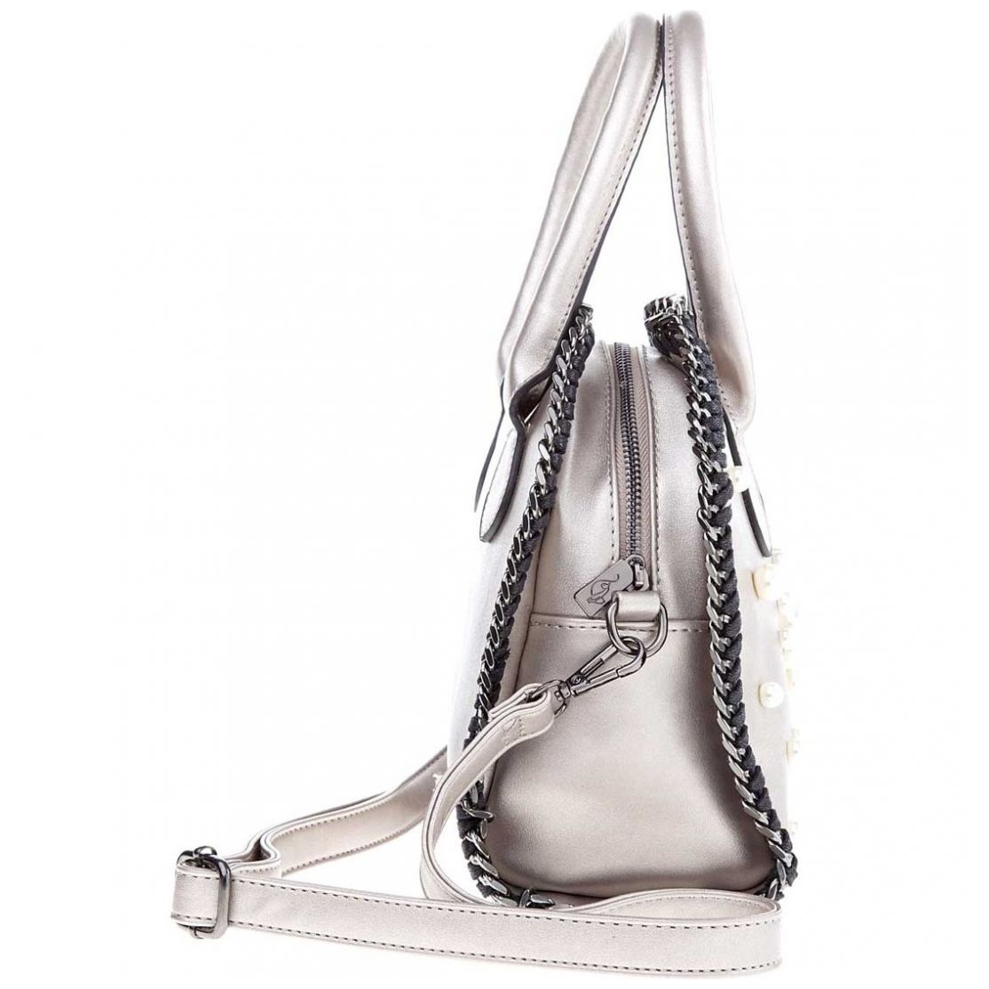 Bolso Satchel Pewter con Perlas Baby Phat